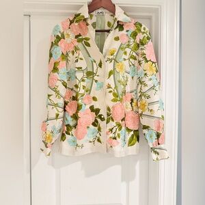 HERMÈS 100% Silk Floral Blouse Shirt
